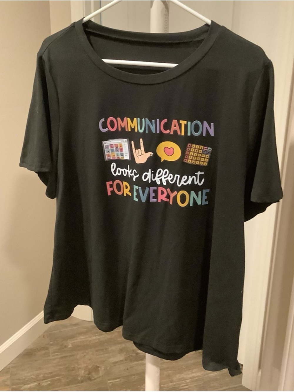 Communication Looks Different For Everyone Black Graphic Tee 2XL